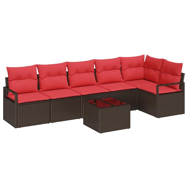 vidaXL Sofa Set 7-Tlg Braun Poly-Rattan 3346414