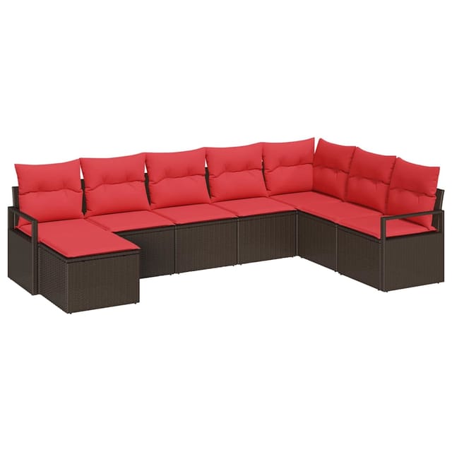 vidaXL Sofa Set mit Kissen 8-Tlg Braun Poly Rattan 3346504