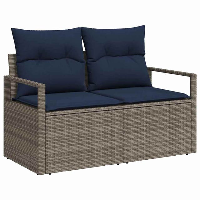 vidaXL Garten-Sofa mit Kissen 120 x 62 x 69 cm Poly-Rattan 42006759