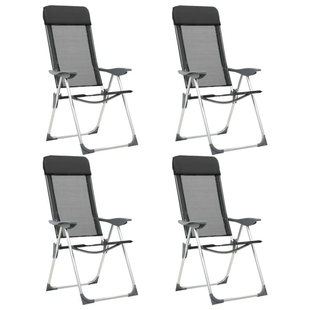 vidaXL Klappbare Campingstühle 4 Stk Aluminium Schwarz 44308