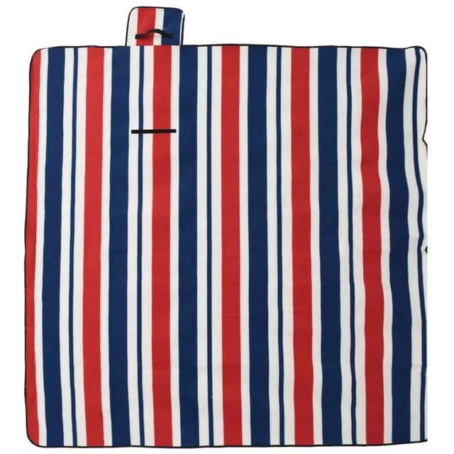 vidaXL Picknickdecke Faltbar Rot und Blau Gestreift 200x200 cm Samt 4004212