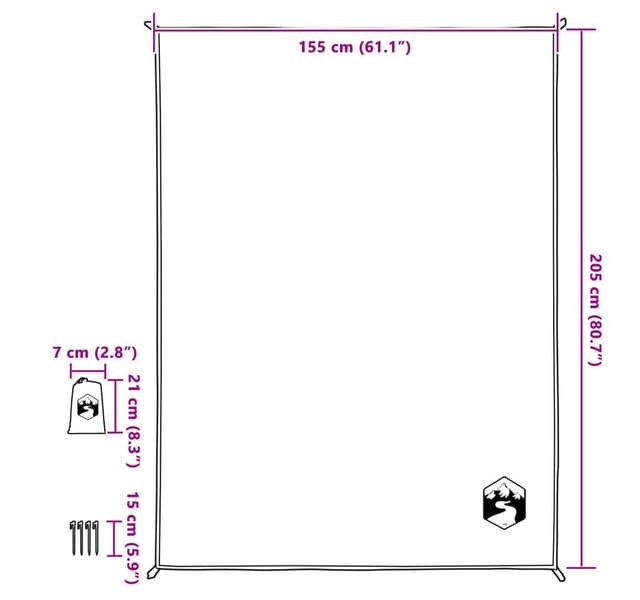 vidaXL Picknickdecke mit Heringen Grau und Orange 205x155 cm 4004202