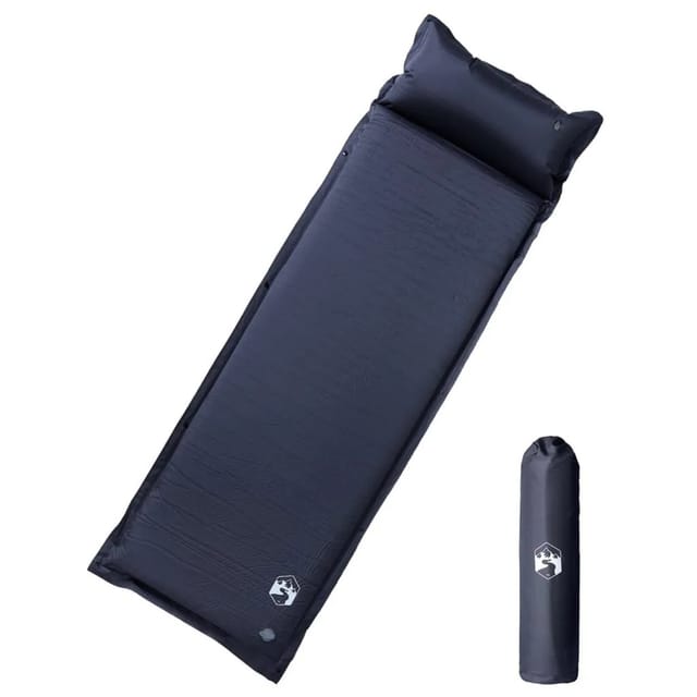 vidaXL Selbstaufblasende Isomatte mit Kissen Grau 4007133