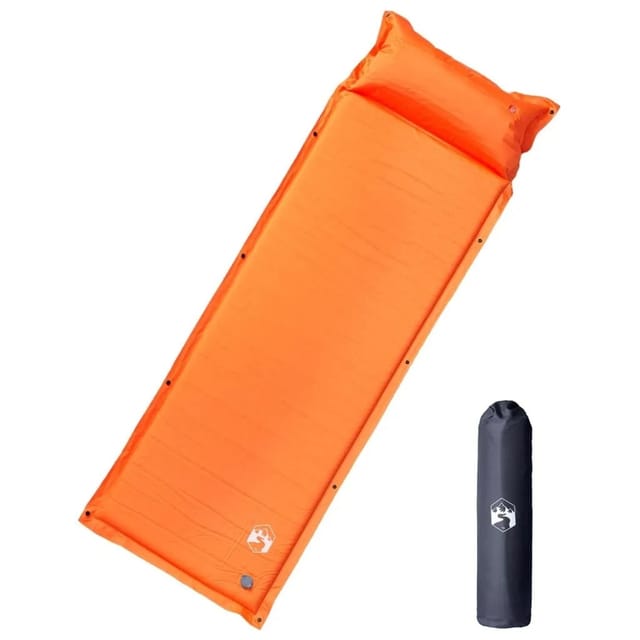 vidaXL Selbstaufblasende Isomatte mit Kissen Orange 4007129