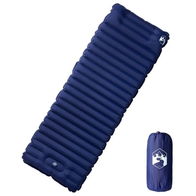 vidaXL Selbstaufblasende Isomatte mit Kissen Marineblau 4007122