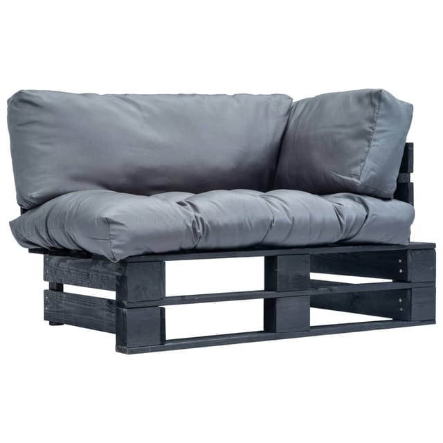 vidaXL Outdoor-Sofa Paletten mit Kissen in Grau Kiefernholz 277414