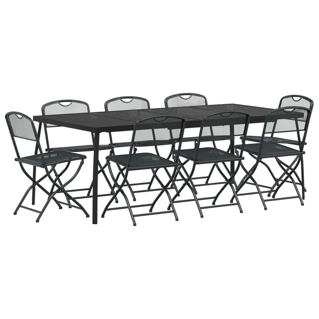 vidaXL Gartenmöbel Set 9-Tlg Anthrazit Eisen und Stahl 3422900