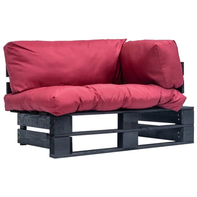 vidaXL Outdoor-Sofa Paletten mit Kissen in Rot Kiefernholz 277415