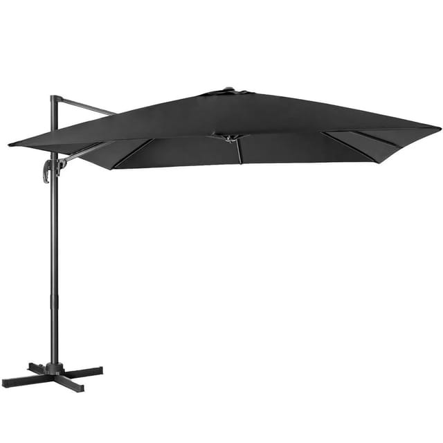COSTWAY Sonnenschirm 300 x 300 cm mit Kurbel 360° Drehbar Schwarz