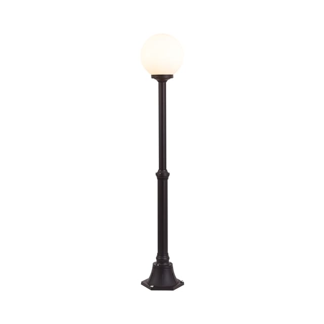 QAZQA Klassische Außen-Stehleuchte Schwarz mit Opalglas 140cm IP44 Champs