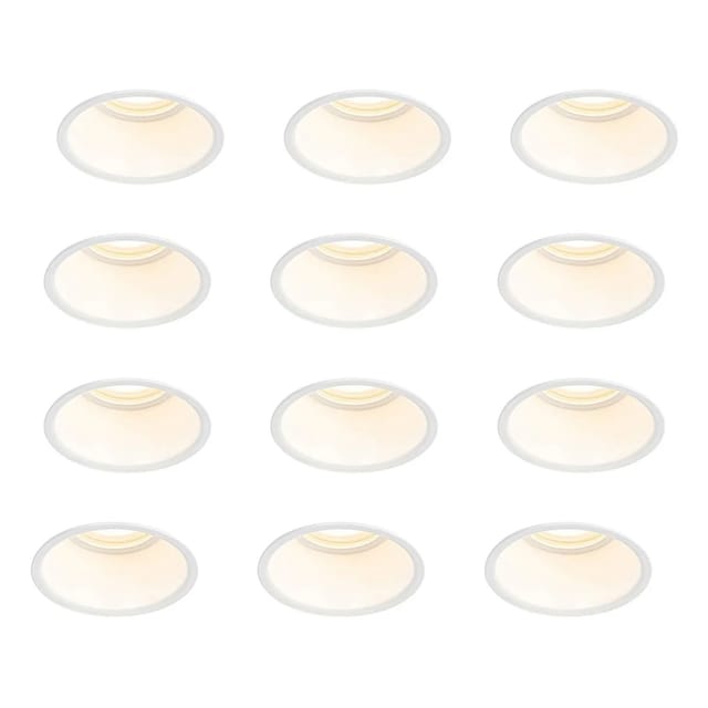 QAZQA Set mit 12 Weißen Einbauleuchten GU10 50 mm IP44 Dept