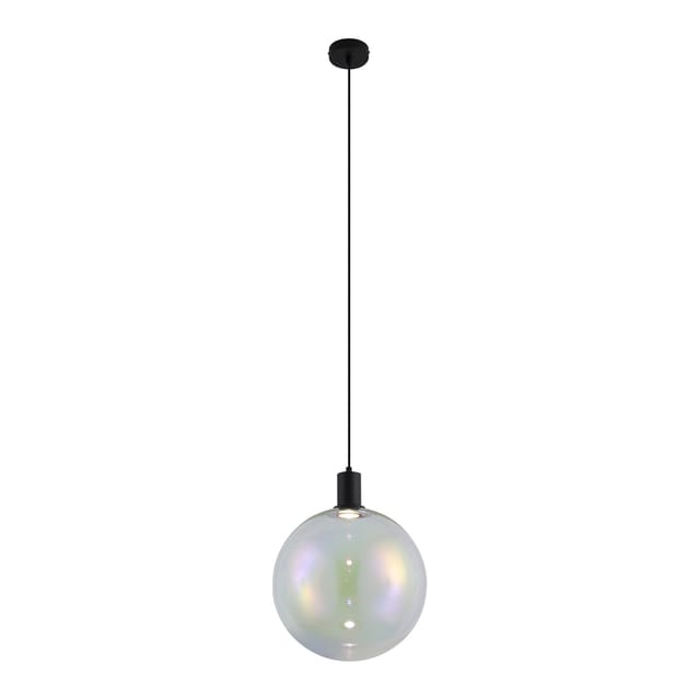 QAZQA Design-Hängeleuchte Schwarz mit Regenbogen-Glas 35cm Mallon