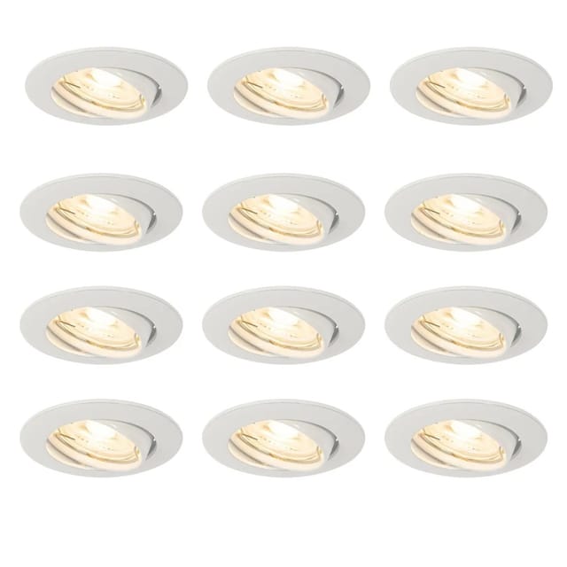 QAZQA Set mit 12 Einbaustrahlern Weiß GU10 35 mm Edu