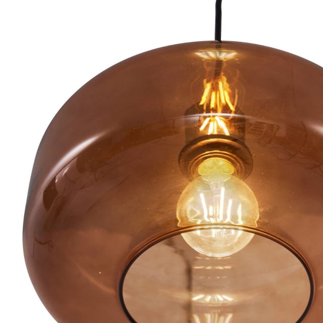 QAZQA Retro-Pendelleuchte Schwarz mit Bronzeglas Bizle