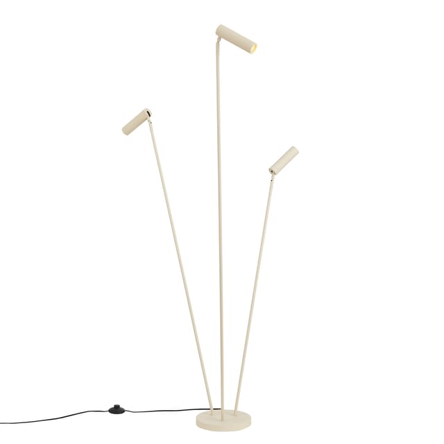 QAZQA Moderne Stehleuchte Beige 3-Lichter GU10 35mm Thomas