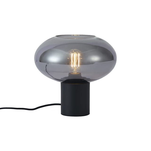 QAZQA Design-Tischleuchte Schwarz mit Rauchglas Umbrella