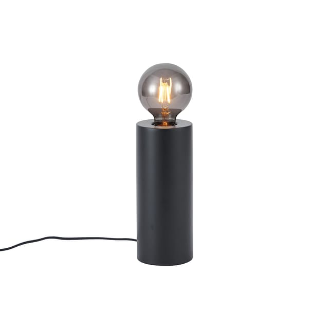 QAZQA Moderne Tischleuchte Schwarz 24cm Cylinder
