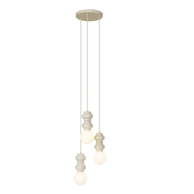 QAZQA Retro-Hängelampe Beige mit Milchglas 3-flammig Fedde