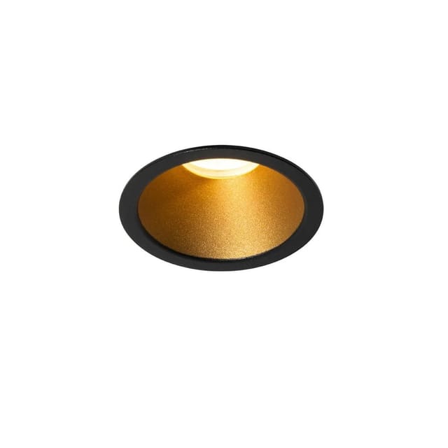QAZQA Moderner Einbaustrahler Schwarz mit Gold GU10 35mm IP44 Dept