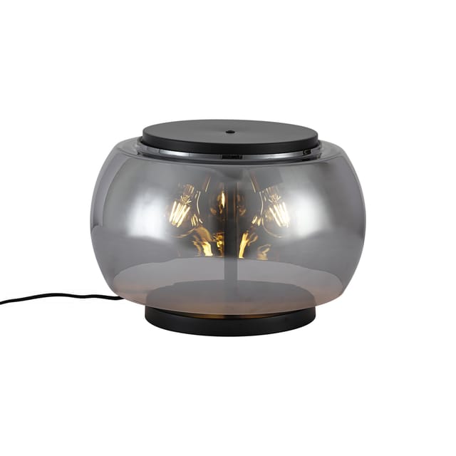 QAZQA Design-Tischleuchte Schwarz mit Rauchglas 3-flammig Bino