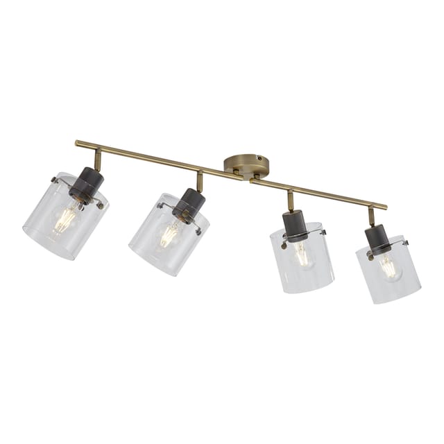 QAZQA Design Deckenstrahler Bronze mit Klarglas 4-Licht Domo