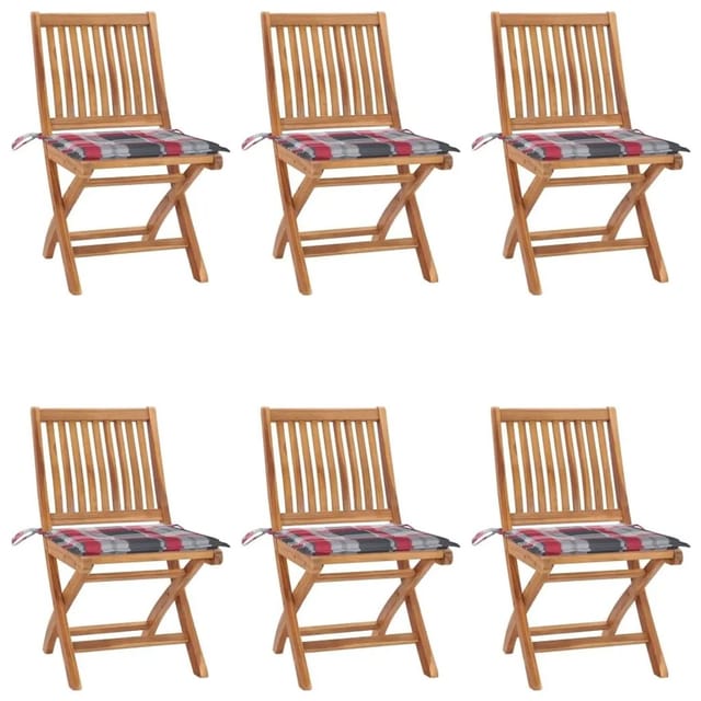 vidaXL Klappbare Gartenstühle mit Kissen 6 Stk Massivholz Teak 3072847