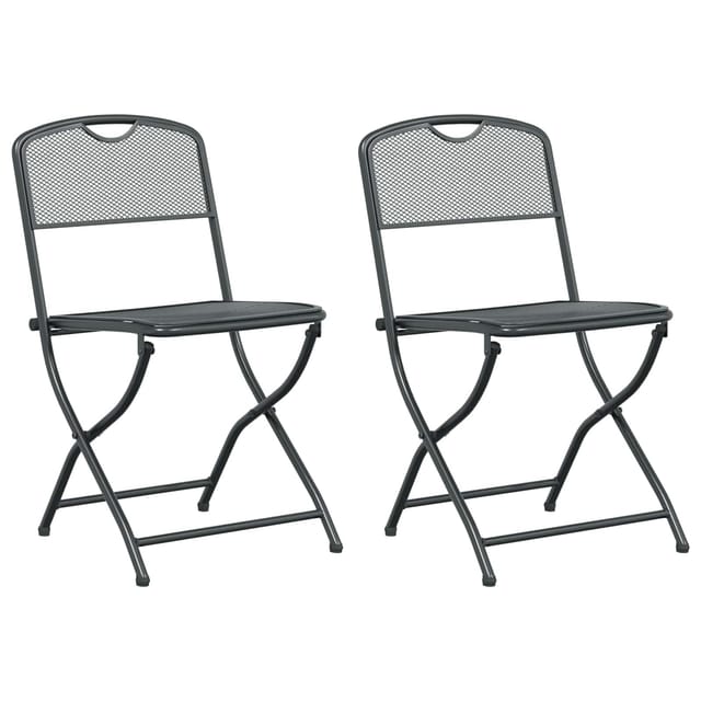 vidaXL Gartenstühle 2 Stk Anthrazit 52,5 x 46 x 82 cm Eisen 42025100