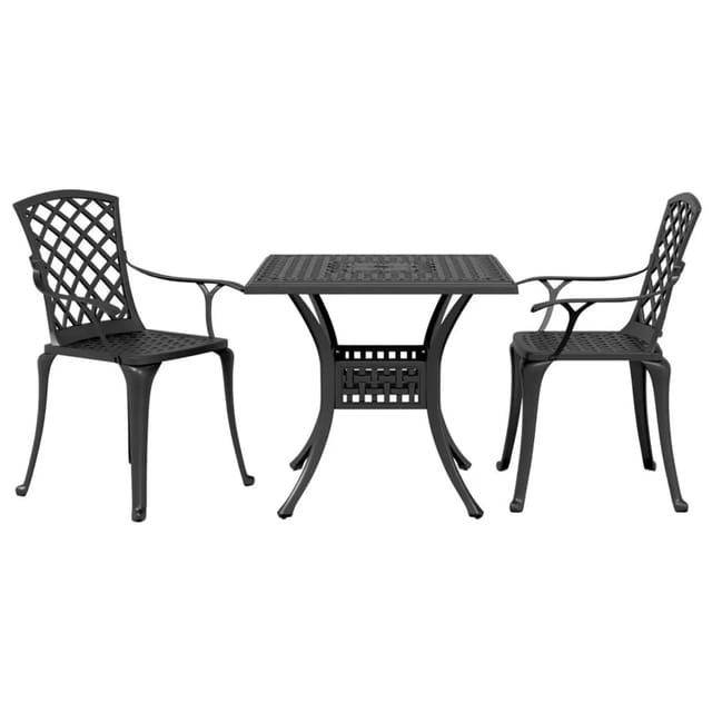 vidaXL 3-Tlg Bistro-Set Schwarz Aluminiumguss 3216346