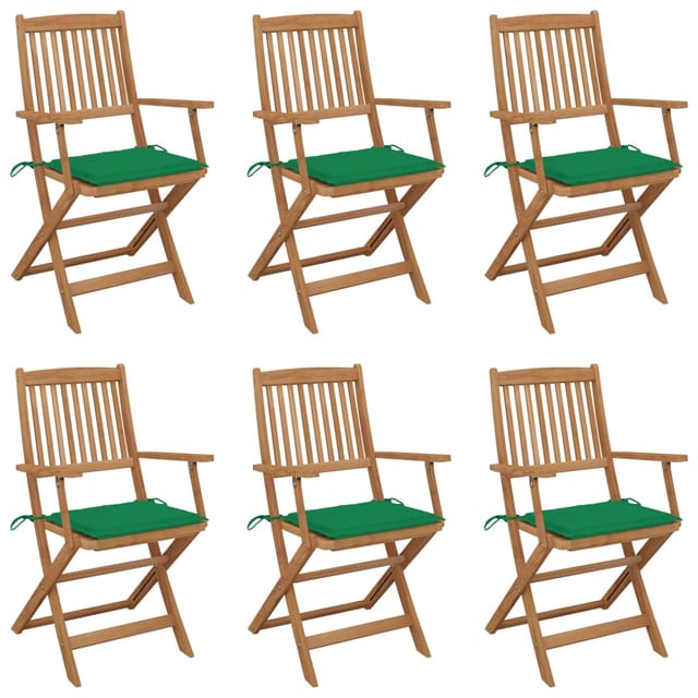 vidaXL Klappbare Gartenstühle 6 Stk mit Kissen Massivholz Akazie 3065466
