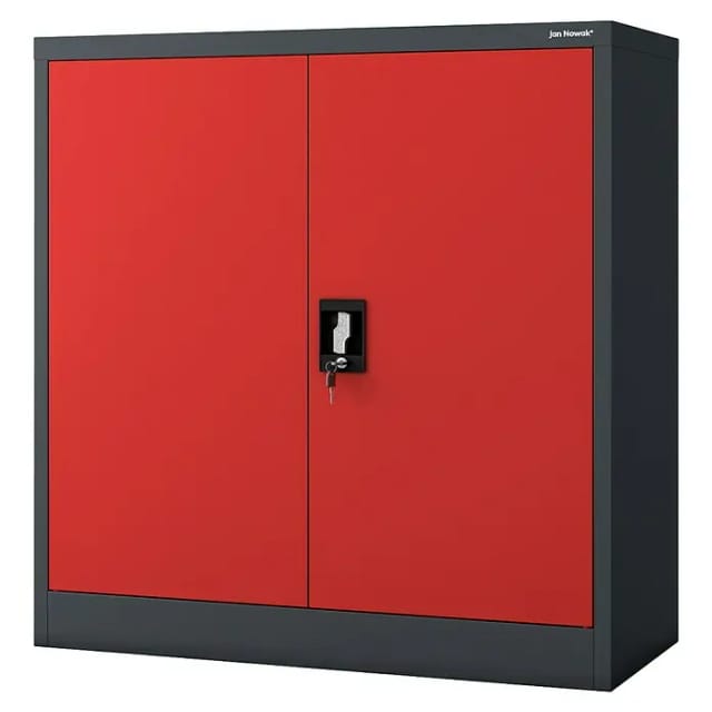 Jan Nowak Metallschrank Klein BEATA 93 x 90 x 40 cm Anthrazit-Rot