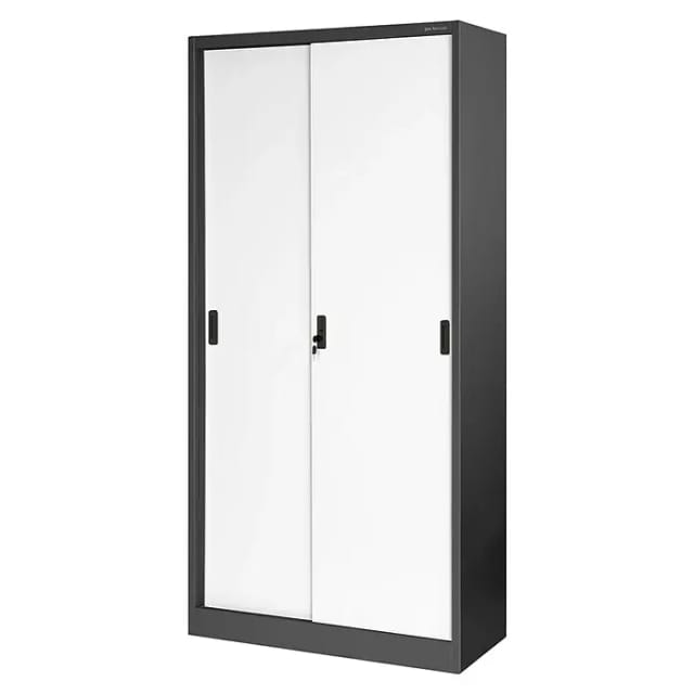 Jan Nowak Aktenschrank Schiebetürenschrank KUBA 185 x 90 x 40 cm Anthrazit-Weiß
