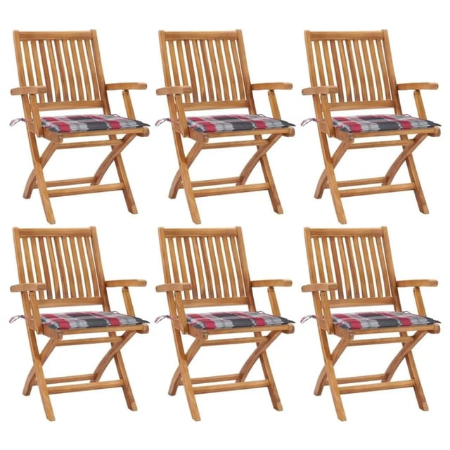 vidaXL Klappbare Gartenstühle mit Kissen 6 Stk Massivholz Teak 3072763