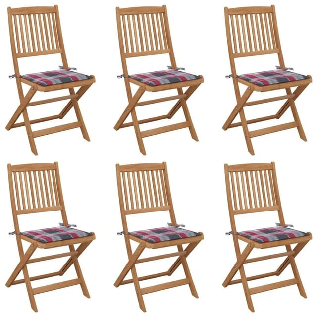 vidaXL Klappbare Gartenstühle 6 Stk mit Kissen Massivholz Akazie 3075007