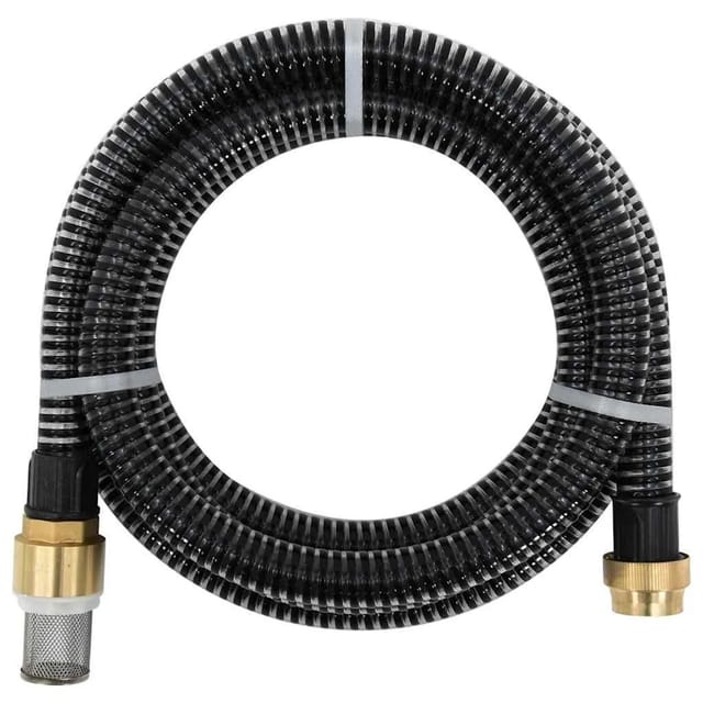 vidaXL Saugschlauch mit Messing-Anschlüssen Schwarz 7 m PVC 151060