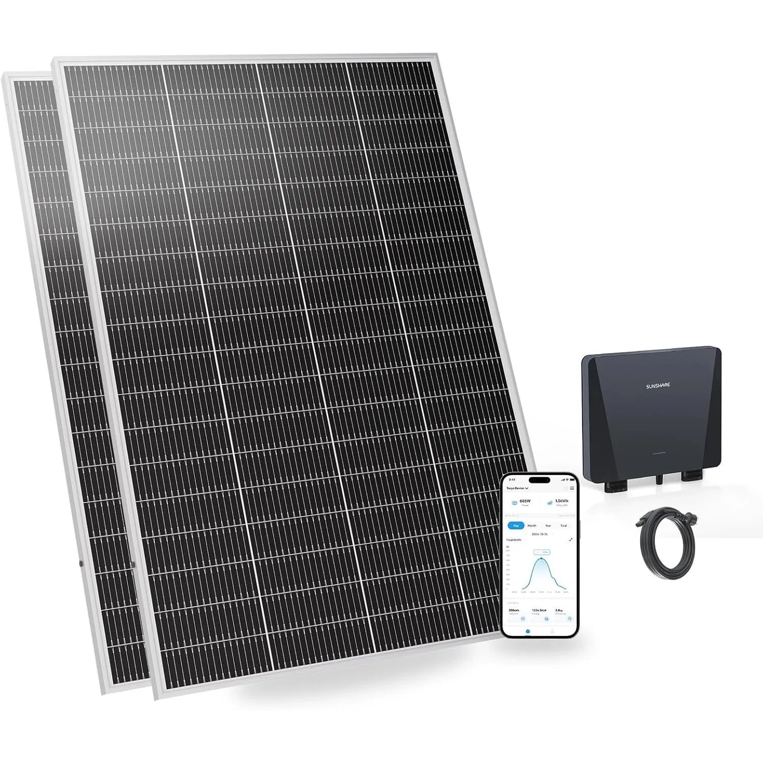 SUNSHARE Ray Lite 400W Balkonkraftwerk Mit 800W Mikro Wechselrichter Ohne Halterung