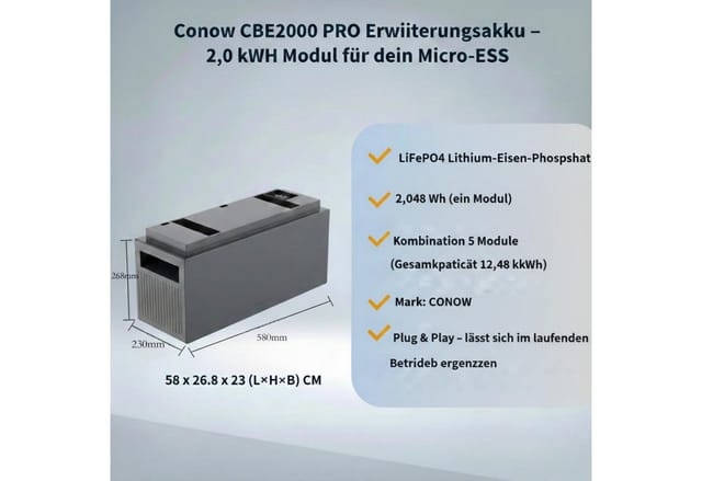 Conow CBE2000 Pro Powerstation Mit 1 Conow CBE2000 Erweiterungsbatterien
