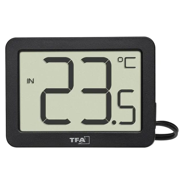 TFA Innen-Außen-Thermometer Digital mit Wasserdichtem Kabelfühler Schwarz