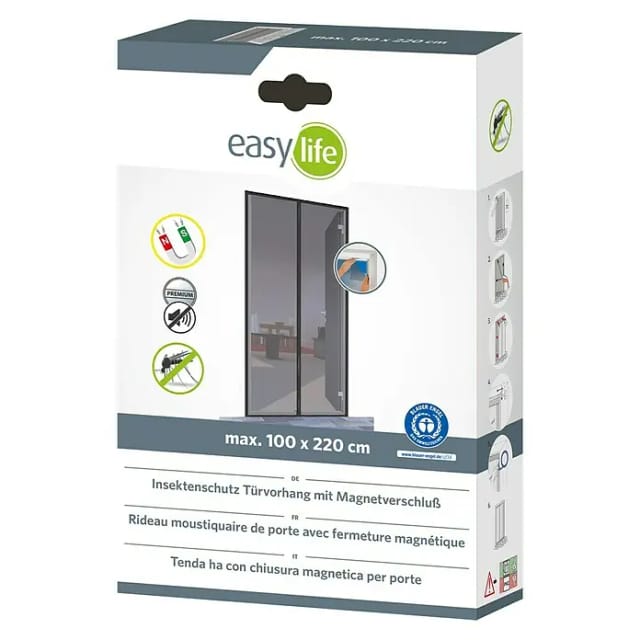 Easy Life Insektenschutz Magnet-Türvorhang Premium 100 cm x 220 cm Anthrazit
