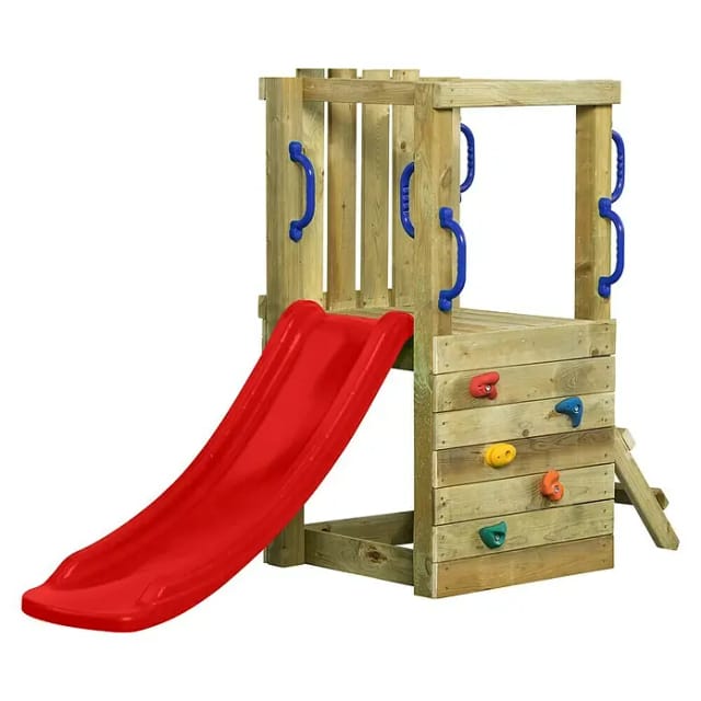 SwingKing Spielturm Irma Small mit Rutsche Rot 66 cm x 190 cm x 125 cm
