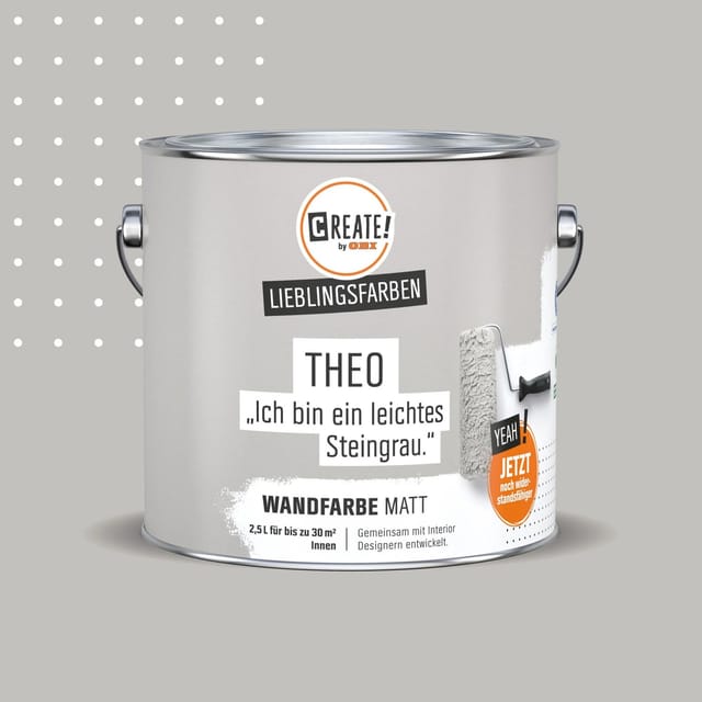 CREATE! by OBI Wandfarbe Lieblingsfarbe Theo Steingrau Matt 2,5,