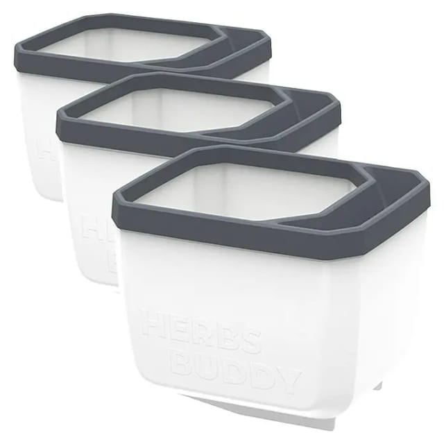 Gusta Garden Anzuchtgefäß Herbs Buddy 16,3 x 14,5 x 14,9 cm Grau 3 Stück Weiß