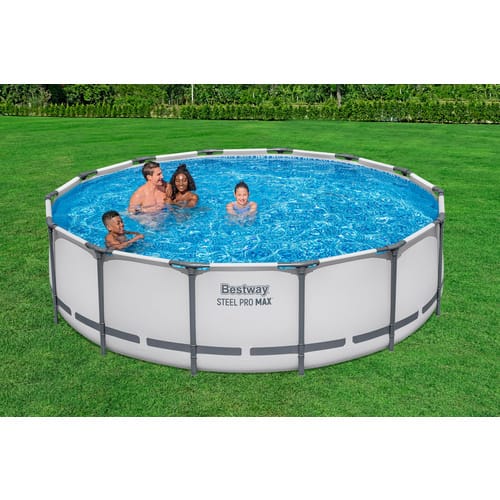 Bestway Aufstellpool 'Steel Pro MAX' Komplett-Set lichtgrau Ø 427 x 107 cm