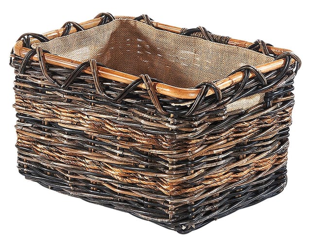 Kobolo Kaminholzkorb Holzkorb aus Rattan und Bananenblatt Jutestoff M