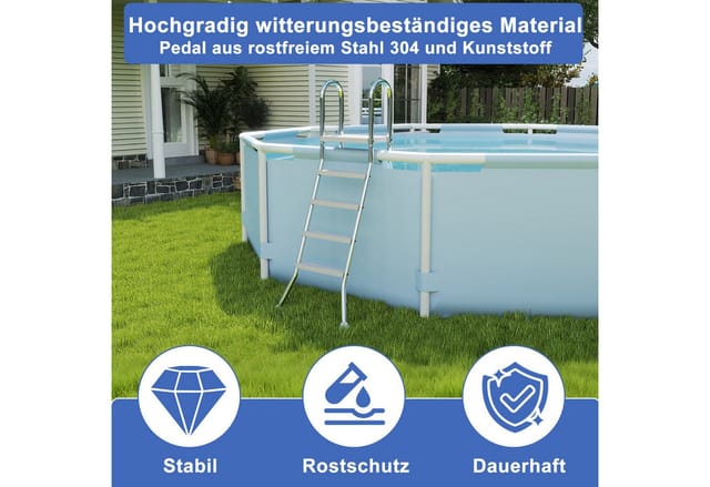FIVMEN Poolleiter Sicherheitsleiter Schwimmbadleiter mit Handlauf Edelstahlleiter