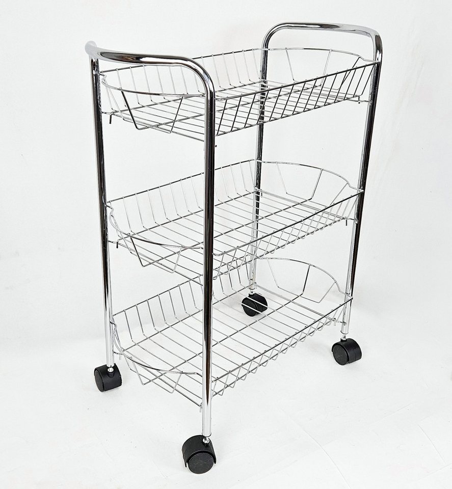 Yudu Küchenwagen Küchen- / Servierwagen 3 Schubkörbe/Gitterkörbe Chrom Bild 3