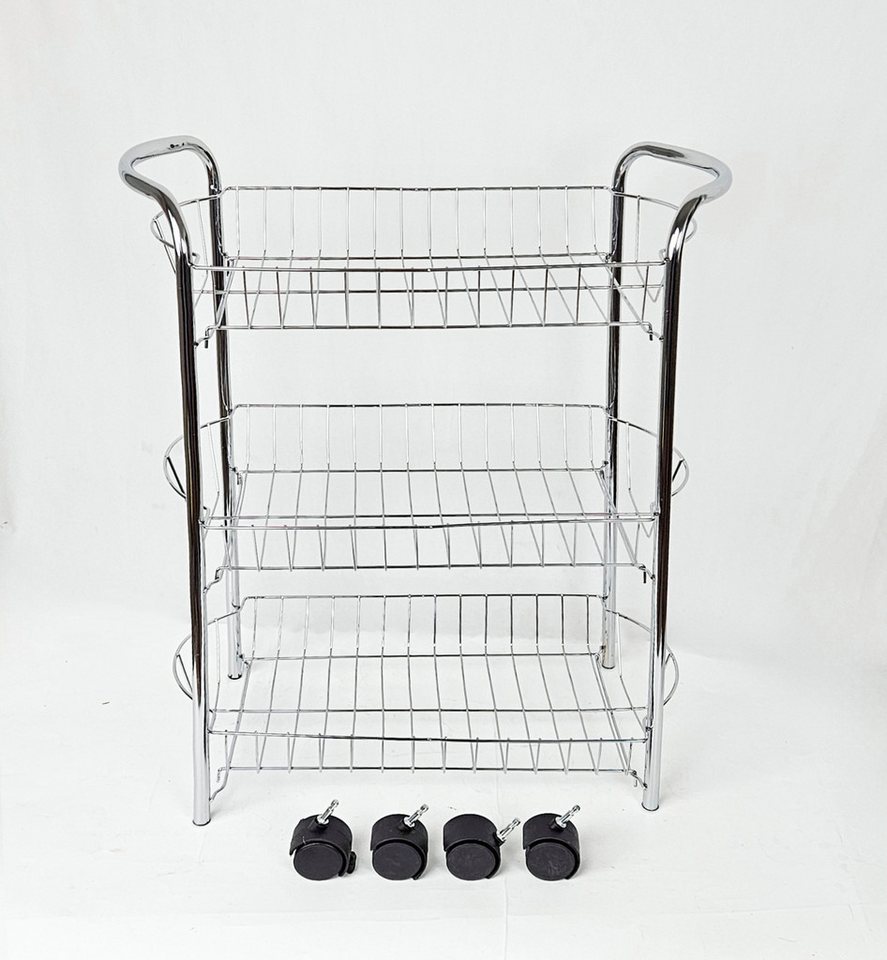 Yudu Küchenwagen Küchen- / Servierwagen 3 Schubkörbe/Gitterkörbe Chrom Bild 4