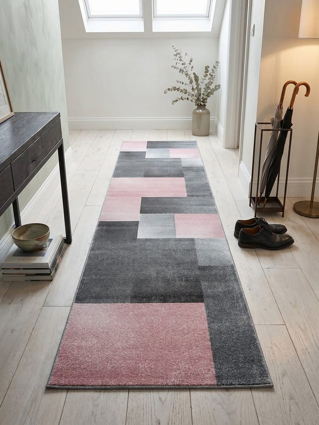 KADIMA DESIGN Teppich SERENO Wohnzimmer Schlafzimmer Waschbar Wohnzimmerteppich Modern, Läufer, Höhe: 13 mm, Pink, 80x150 cm, Esszimmer Strapazierfähig Waschbar
