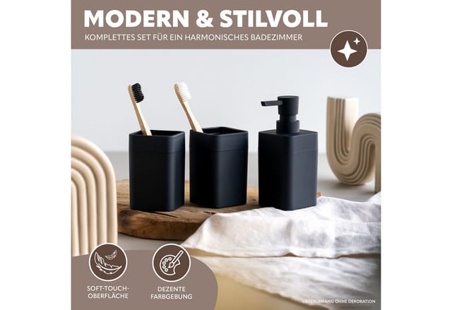 bremermann Badaccessoire-Set SAVONA 3tlg. Soft-Touch, eckig, 3 tlg.