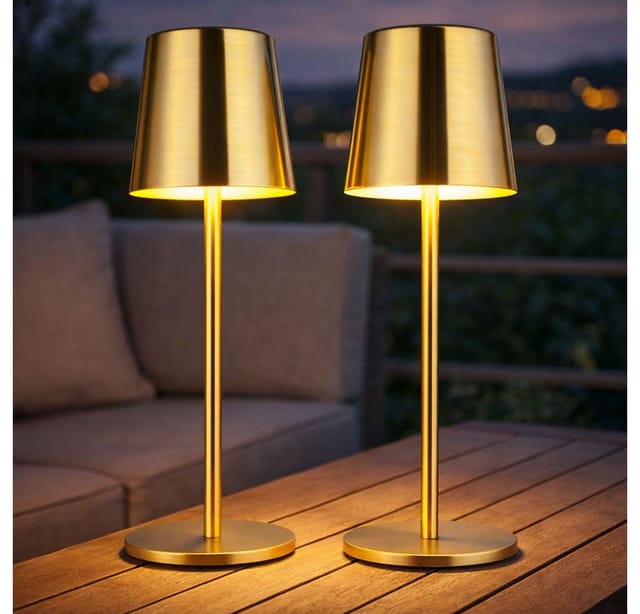 GLOBO LIGHTING LED Tischleuchte, LED-Leuchtmittel fest verbaut, Warmweiß, Neutralweiß, Tageslichtweiß, Tischlampe Außen Wohnzimmerlampe gold Touchdimmer Akku LED CCT 2er Set