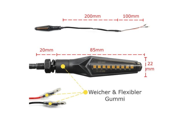 Area1 Blinker LED (SMD) Blinker Set, E-Zeichen, Lauflicht-Effekt, AD109, M8